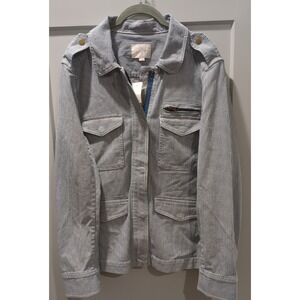 NWT Ann Taylor Loft‎ Womens Blue White Striped Military Utility Jacket XL